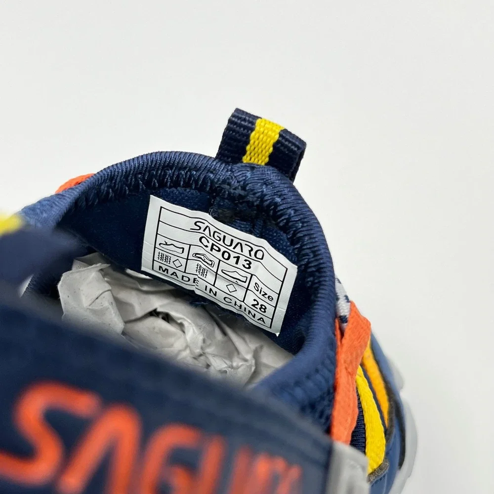 SAGUARO Kids Water Shoes Size 28 Blue Yellow Orange Mesh Sport Sandals